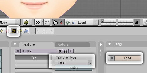 テクスチャ画像を読み込みオブジェクト上に貼り込む